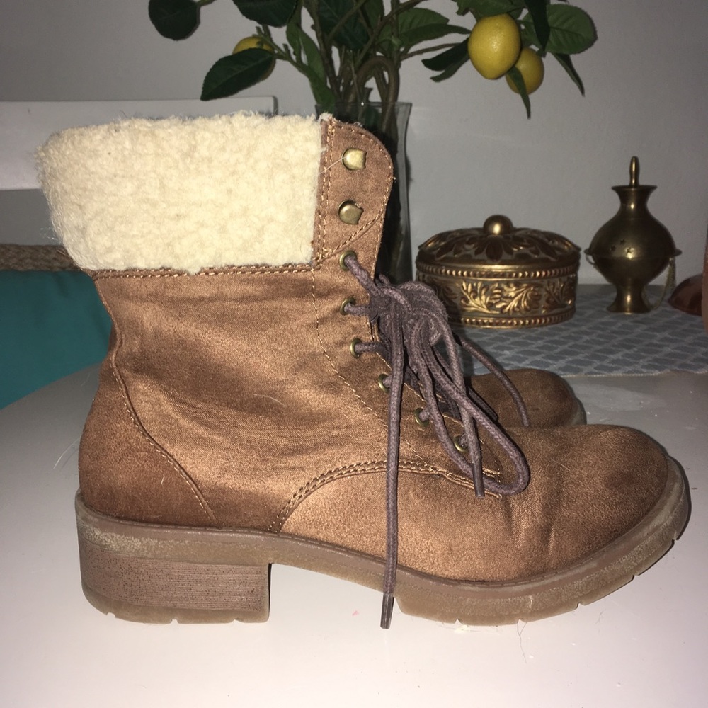 Brown fuzzy boots